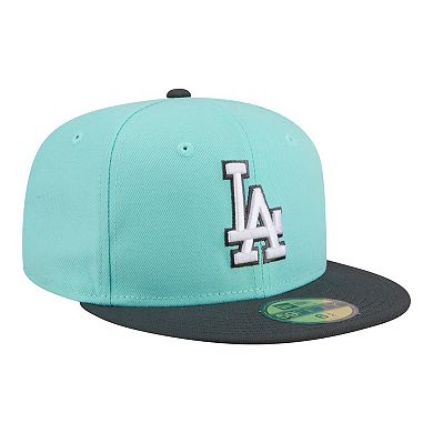Men's New Era Turquoise/Charcoal Los Angeles Dodgers Two-Tone Color Pack 59FIFTY Fitted Hat