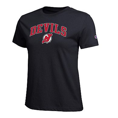Women's Champion Black New Jersey Devils Arch Mascot Logo T-Shirt
