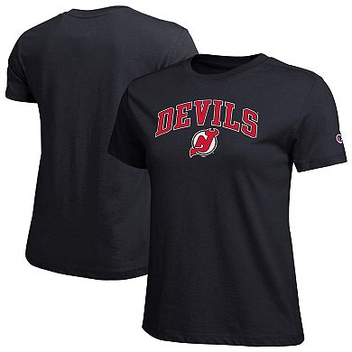 Women's Champion Black New Jersey Devils Arch Mascot Logo T-Shirt