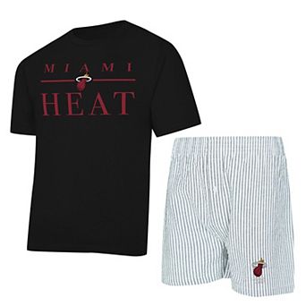 Women's Concepts Sport Black/White Miami Heat Copeland Cropped T-Shirt & Shorts Set