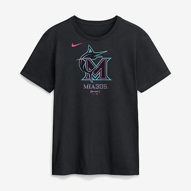 Men's Nike Black Miami Marlins City Connect Large Logo T-Shirt