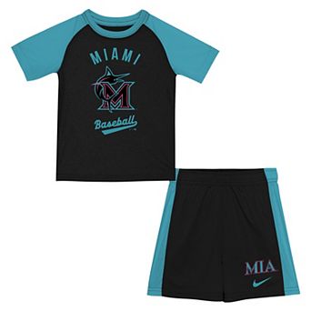 Toddler Nike Black/Teal Miami Marlins 2025 City Connect Shirt And Shorts Set
