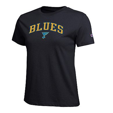 Women's Champion Black St. Louis Blues Arch Mascot Logo T-Shirt