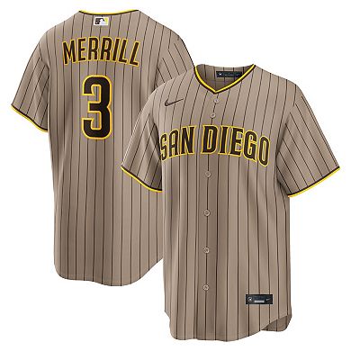 Men's Nike Jackson Merrill Sand San Diego Padres Alternate Replica Jersey