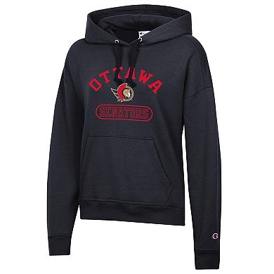 Women's Champion Black Ottawa Senators Arched Pill Box Hoodie