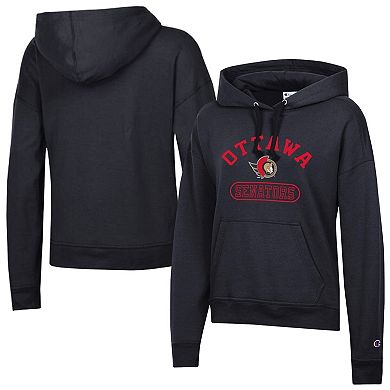 Women's Champion Black Ottawa Senators Arched Pill Box Hoodie