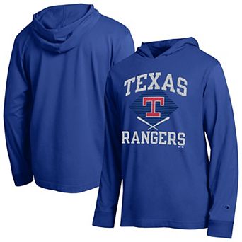 Men's Champion Royal Texas Rangers Cooperstown Hooded Long-Sleeve T-Shirt