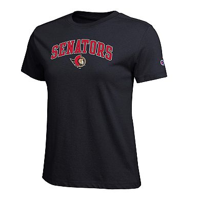 Women's Champion Black Ottawa Senators Arch Mascot Logo T-Shirt