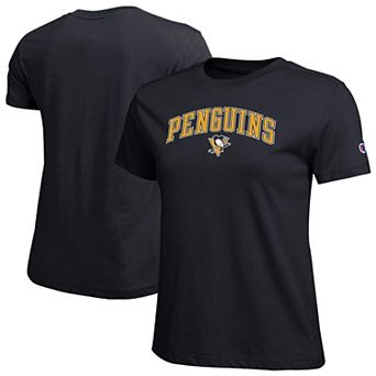 Women's Champion Black Pittsburgh Penguins Arch Mascot Logo T-Shirt