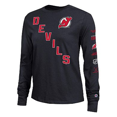 Women's Champion Black New Jersey Devils 2-Hit Long Sleeve T-Shirt