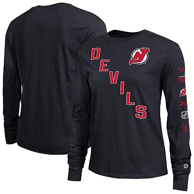 Women's Champion Black New Jersey Devils 2-Hit Long Sleeve T-Shirt