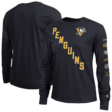 Women's Champion Black Pittsburgh Penguins 2-Hit Long Sleeve T-Shirt