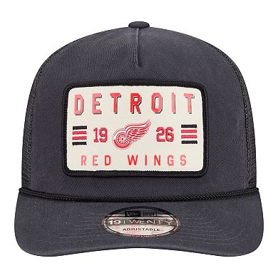 Men's New Era Charcoal Detroit Red Wings Washed Patch 19TWENTY Trucker Adjustable Hat