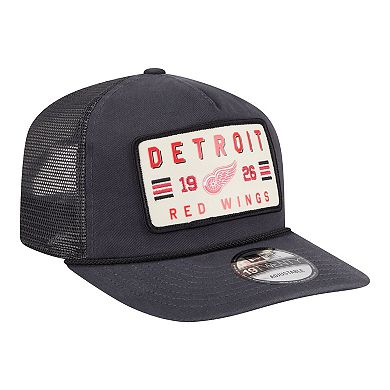 Men's New Era Charcoal Detroit Red Wings Washed Patch 19TWENTY Trucker Adjustable Hat