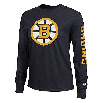 Women's Champion Black Boston Bruins 2-Hit Long Sleeve T-Shirt