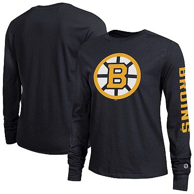 Women's Champion Black Boston Bruins 2-Hit Long Sleeve T-Shirt