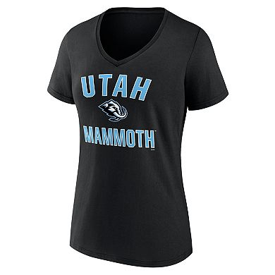 Women's Logo Athletic Black Utah Mammoth Arch Victory V-Neck T-Shirt