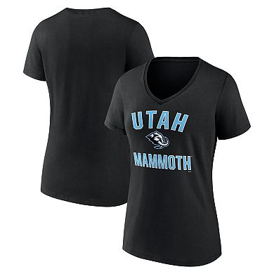 Women's Logo Athletic Black Utah Mammoth Arch Victory V-Neck T-Shirt