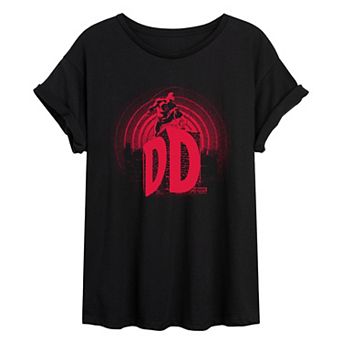 Juniors' Marvel Daredevil Logo Oversized Tee