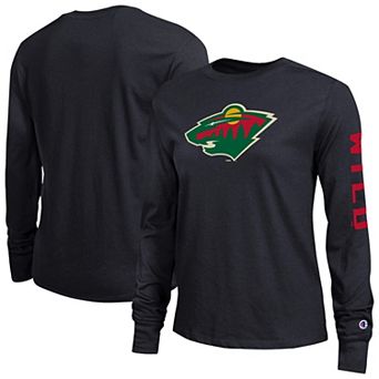 Women's Champion Black Minnesota Wild 2-Hit Long Sleeve T-Shirt