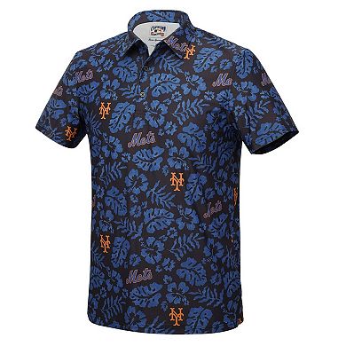 Men's Reyn Spooner Black New York Mets Cooperstown Pua Performance Polo
