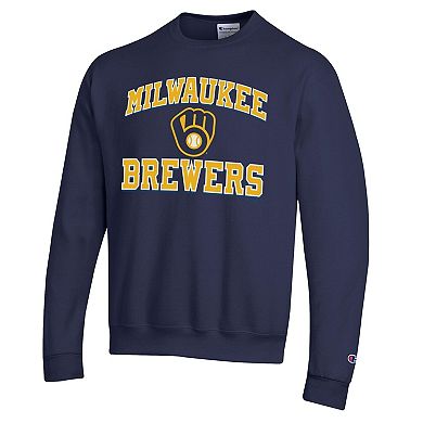 Men's Champion Navy Milwaukee Brewers Heart & Soul Powerblend Sweatshirt
