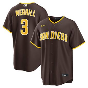 Men's Nike Jackson Merrill Brown San Diego Padres Road Replica Jersey