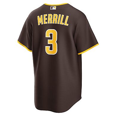 Men's Nike Jackson Merrill Brown San Diego Padres Road Replica Jersey