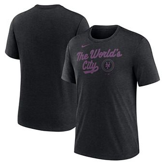 Men's Nike Heather Black New York Mets City Connect Script Tri-Blend T-Shirt