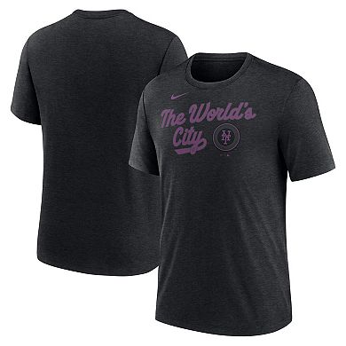 Men's Nike Heather Black New York Mets City Connect Script Tri-Blend T-Shirt