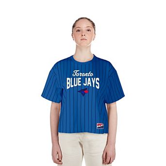 Women's New Era Blue Toronto Blue Jays City Connect Multiplier Pinstripe Cropped T-Shirt