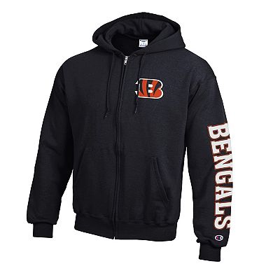 Men's Champion Black Cincinnati Bengals Powerblend Fleece Full-Zip Hoodie