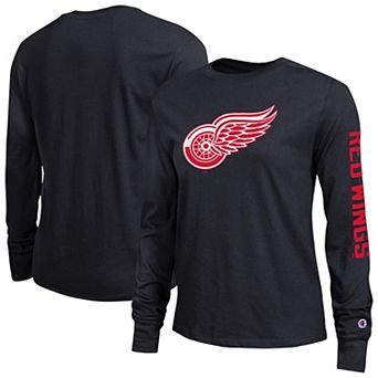 Women's Champion Black Detroit Red Wings 2-Hit Long Sleeve T-Shirt