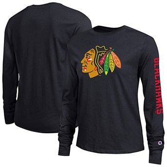 Women's Champion Black Chicago Blackhawks 2-Hit Long Sleeve T-Shirt