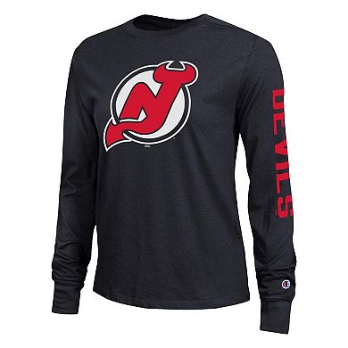 Women's Champion Black New Jersey Devils 2-Hit Long Sleeve T-Shirt