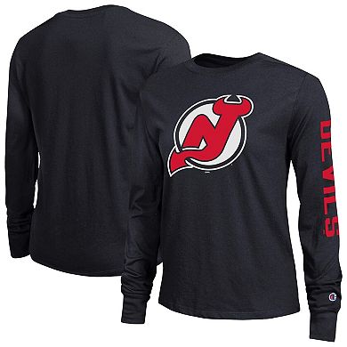 Women's Champion Black New Jersey Devils 2-Hit Long Sleeve T-Shirt