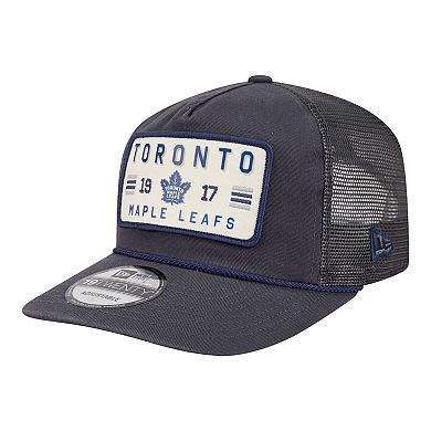 Men's New Era Charcoal Toronto Maple Leafs Washed Patch 19TWENTY Trucker Adjustable Hat