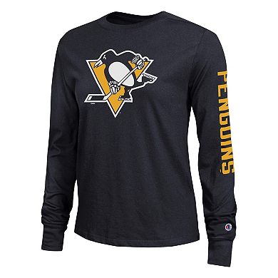 Women's Champion Black Pittsburgh Penguins 2-Hit Long Sleeve T-Shirt