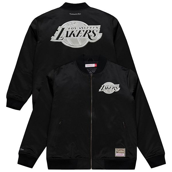 ジャケット・アウター mitchell&nessNorthCarolinaStadium Jumper Men's Mitchell & Ness Black Los Angeles Lakers Chrome Satin Bomber