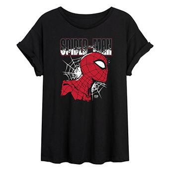 Juniors' Marvel Spider-Man Distressed Oversized Tee