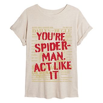 Juniors' Marvel You're Spider-Man Oversized Tee