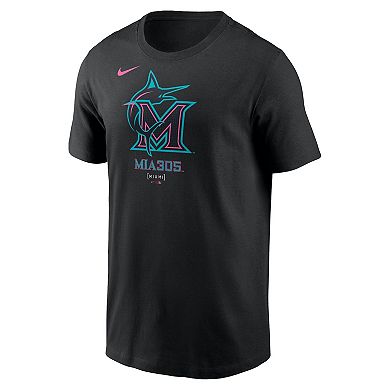 Men's Nike Black Miami Marlins 2025 City Connect Large Logo T-Shirt