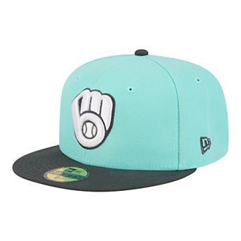 Men's New Era Turquoise/Charcoal Milwaukee Brewers Two-Tone Color Pack 59FIFTY Fitted Hat
