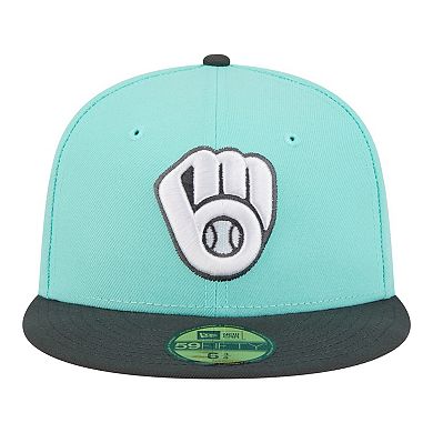 Men's New Era Turquoise/Charcoal Milwaukee Brewers Two-Tone Color Pack 59FIFTY Fitted Hat