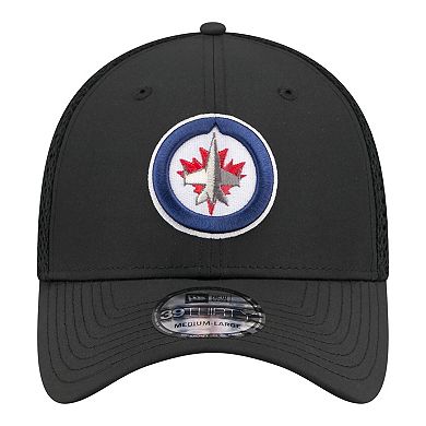 Men's New Era Black Winnipeg Jets Logo 39THIRTY Flex Hat
