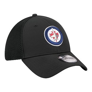 Men's New Era Black Winnipeg Jets Logo 39THIRTY Flex Hat