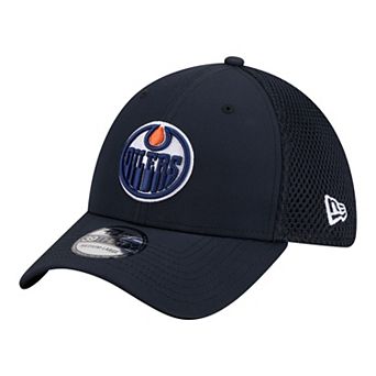 Men's New Era Navy Edmonton Oilers Logo 39THIRTY Flex Hat