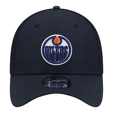 Men's New Era Navy Edmonton Oilers Logo 39THIRTY Flex Hat