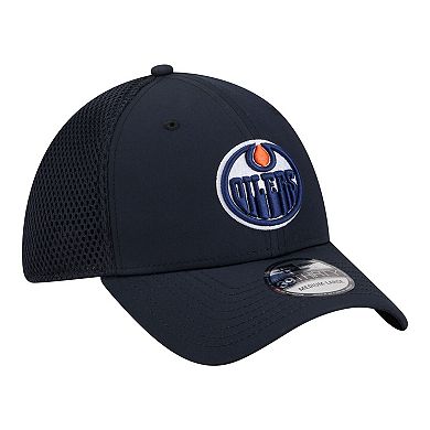 Men's New Era Navy Edmonton Oilers Logo 39THIRTY Flex Hat