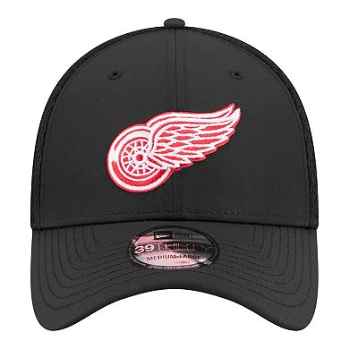 Men's New Era Black Detroit Red Wings Logo 39THIRTY Flex Hat